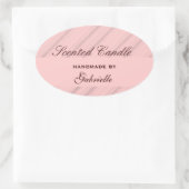 白エレガント色のピンクストライプ色 楕円形シール (バッグ)