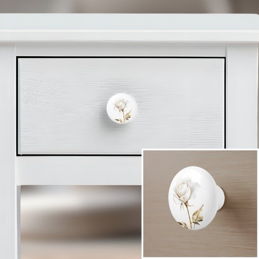 白エレガント色のフランスの田舎家 セラミックノブ