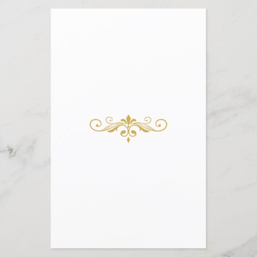 白エレガント色のメニュー結婚予算の金ゴールド画像 (裏面)