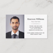 白エレガント色の写真とカスタムロゴ 名刺 (正面)