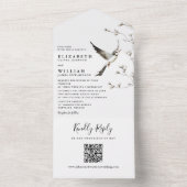 白エレガント色透明フローラQRコー結婚ド オールインワン招待状 (内側)