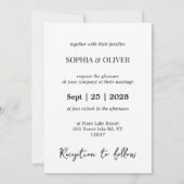 白エレガント花とキノコリース結婚ズ 招待状 (裏面)