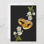 白エレガント花の枝の日付フローラを保存 セーブザデート (裏面)