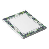 白エレガント花の緑の名前 ノートパッド (アングル)