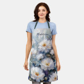 白エレガント花オンソフトパステル エプロン (着用した状態)