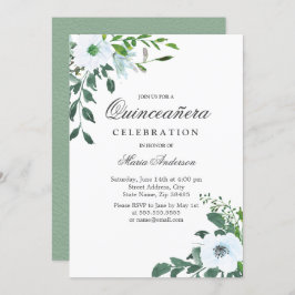 白エレガント花キンセアニェラパーティー招待状 招待状