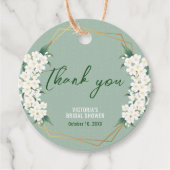 白エレガント花セージ緑金ゴールド枠 フェイバータグ (正面)