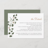 白エレガント花ツタの結婚詳細 招待状 (正面/裏面)