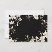 白エレガント花デザインオンブラック結婚ズ 出欠カード (裏面)