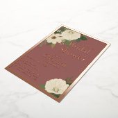 白エレガント花ブライダルシャワーテラコタと 箔招待状 (回転した状態)