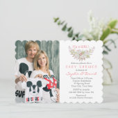 白エレガント花写真赤ちゃんシャワー 招待状 (スタンド正面)