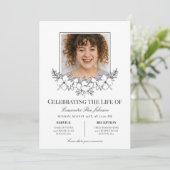 白エレガント花写真追悼式 招待状 (スタンド正面)