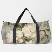 白エレガント花柄 ダッフルバッグ (裏面)