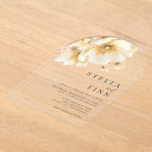 白エレガント花模様結婚ズ アクリル招待状 (レイダウン)