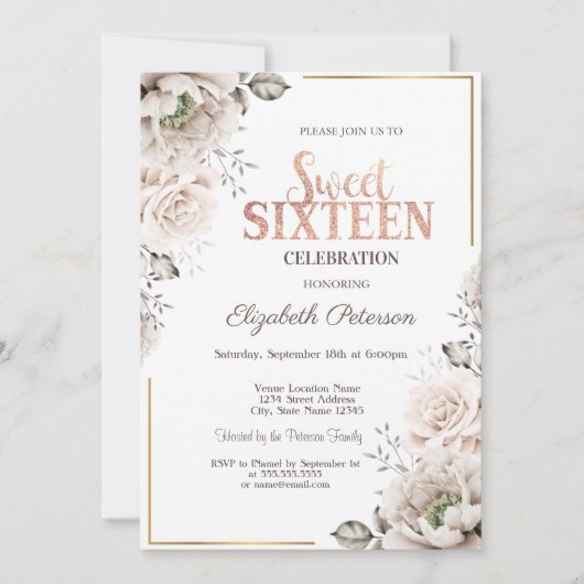 白エレガント花甘16 招待状 (正面)