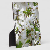 白エレガント花白花模様白花 フォトプラーク (側面)
