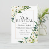 白エレガント花結婚の誓い 招待状 (スタンド正面)