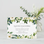 白エレガント花美しいキンセアニェラパーティー 招待状 (スタンド正面)