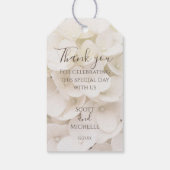 白エレガント花花びらフローラギフトラベル ギフトタグ (裏面)