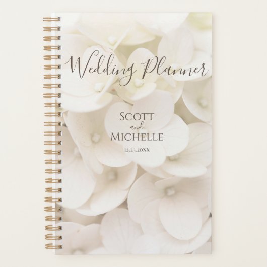 白エレガント花花びらフローラプランナー プランナー手帳 (正面)