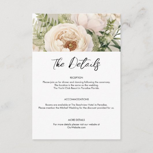 白エレガント花花花束水彩 エンクロージャーカード (正面)