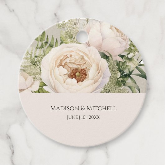 白エレガント花花花束水彩 フェイバータグ (正面)