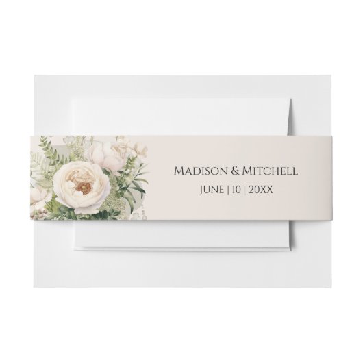 白エレガント花花花束水彩 招待状ベリーバンド (正面例)