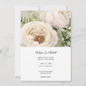 白エレガント花花花束水彩 招待状 (正面)