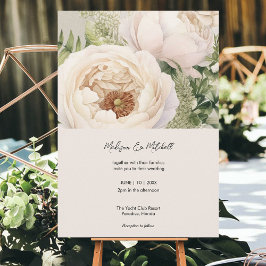 白エレガント花花花束水彩 招待状