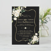 白エレガント花金ゴールド枠ブ結婚ラック 招待状 (スタンド正面)