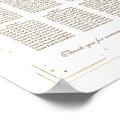 白エレガント花金ゴールド洗礼着席表 ポスター (角)