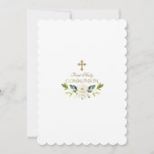 白エレガント花金ゴールド聖餐式 招待状 (裏面)