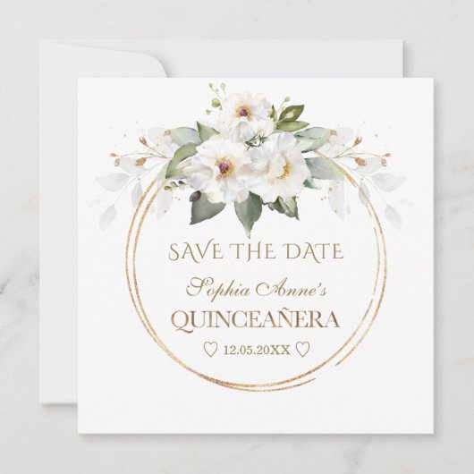 白エレガント花金ゴールド誕生日キンセアニラ セーブザデート