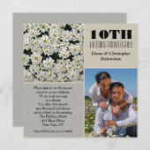 白エレガント花10周年記念写真招待状 招待状 (正面/裏面)