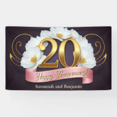 白エレガント花20結婚周年 横断幕 (横)