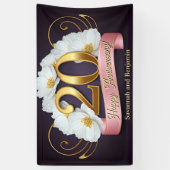 白エレガント花20結婚周年 横断幕 (縦)