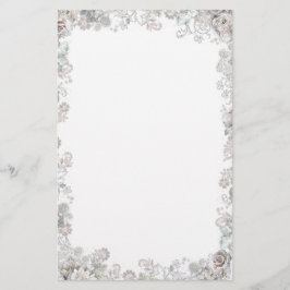 白エレガント花 便箋