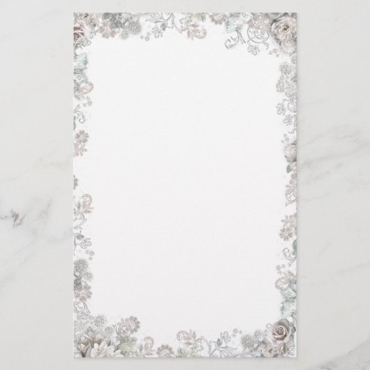 白エレガント花 便箋 (正面)