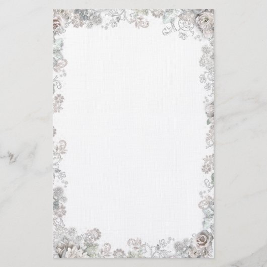 白エレガント花 便箋 (正面)
