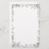 白エレガント花 便箋 (正面/裏面)