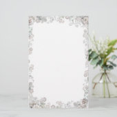 白エレガント花 便箋 (スタンド正面)