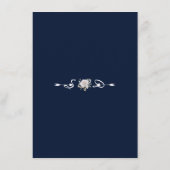 白エレガント花〔雄ジカの〕枝角ネイビー結婚ズ詳細 エンクロージャーカード (裏面)