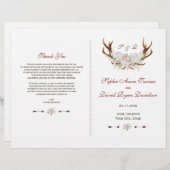 白エレガント花〔雄ジカの〕枝角結婚式 プログラム (正面/裏面)