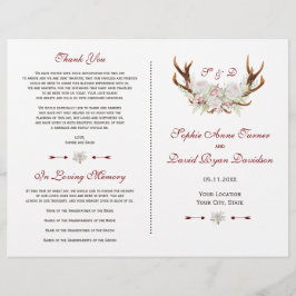 白エレガント花〔雄ジカの〕枝角結婚式 プログラム