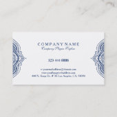 白エレガント華美と青の幾何学的デザイン 名刺 (裏面)