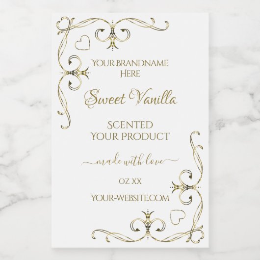 白エレガント華美製品ラベルの金ゴールドコーナー フードラベル (シングルラベル)