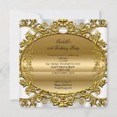 白エレガント華美金ゴールド素晴らしい50誕生日2 招待状 (裏面)