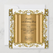 白エレガント華美金ゴールド素晴らしい50誕生日 招待状 (裏面)