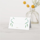 白エレガント葉金ゴールド結婚s プレイスカード (正面)