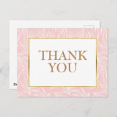 白エレガント葉金ゴールドONピンク ポストカード (正面/裏面)